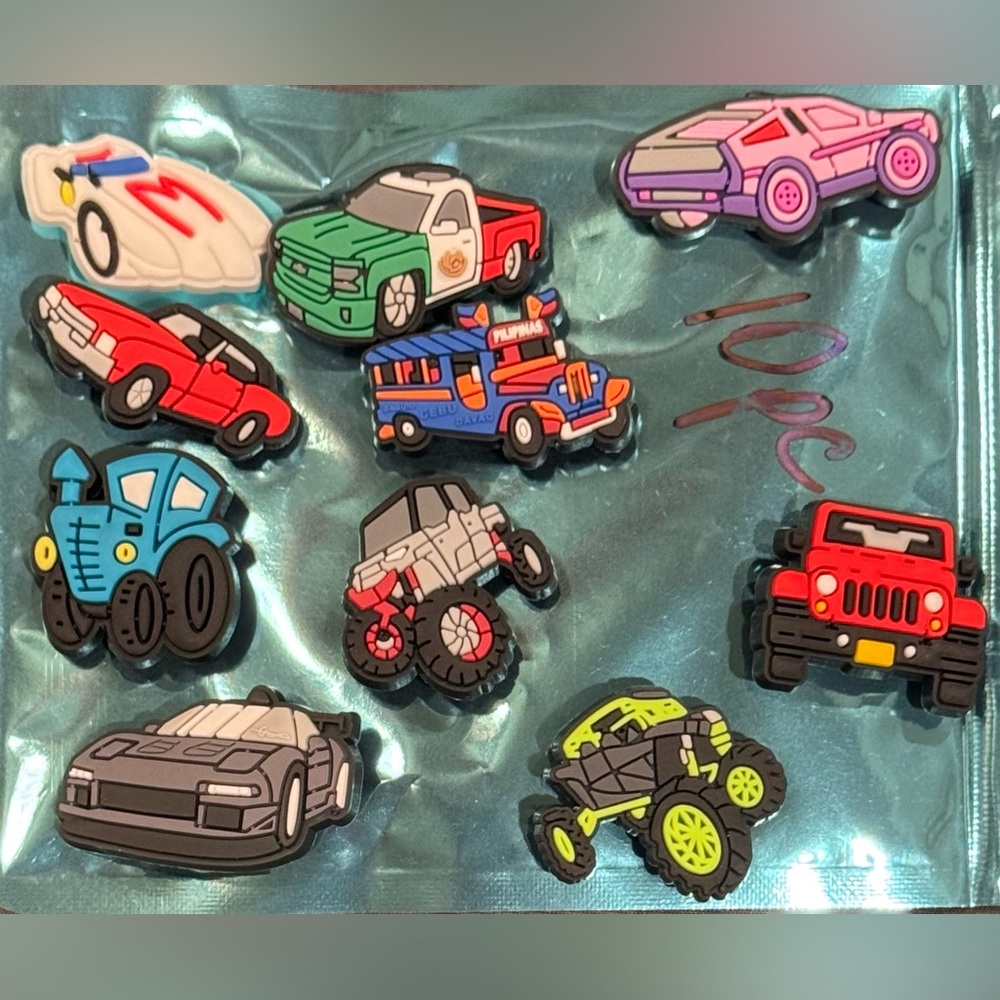 Multi Vehicle 10pc Shoe Charm Set NWOT
